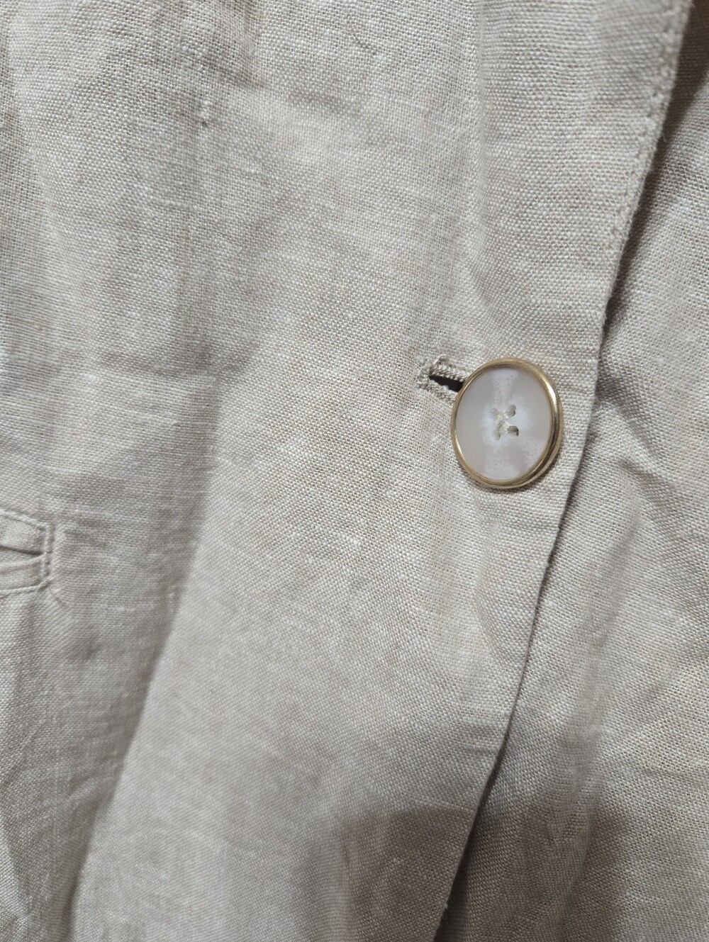 Sharagano Linen Blend Sand Single Button Blazer EUC Size: L - Picture 4 of 6